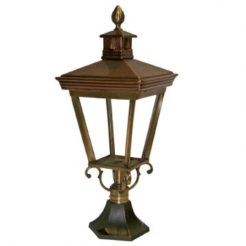 Buitenlamp brons met voetje hoogte 80 cm