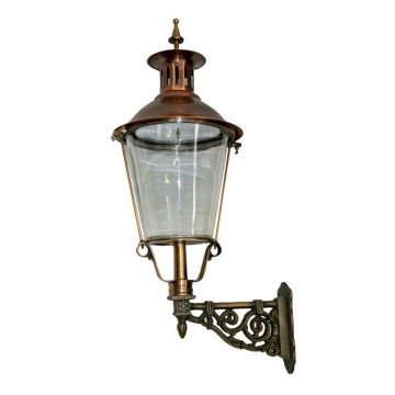 Buitenlamp brons met wandarm hoogte 100 cm