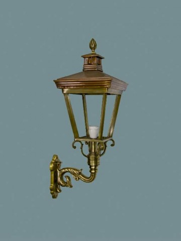 Buitenlamp brons met wandarm hoogte 80 cm