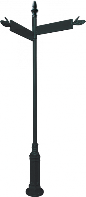 Wegwijzer met twee borden hoogte 300 cm